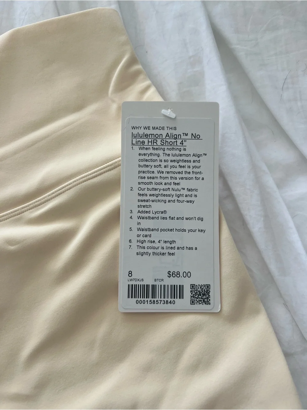 Lululemon Align No Line High-Rise Short 4” Buttercream